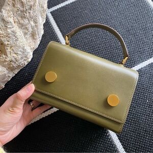 RSVP Paris Olive Green Handbag with Gold Accents